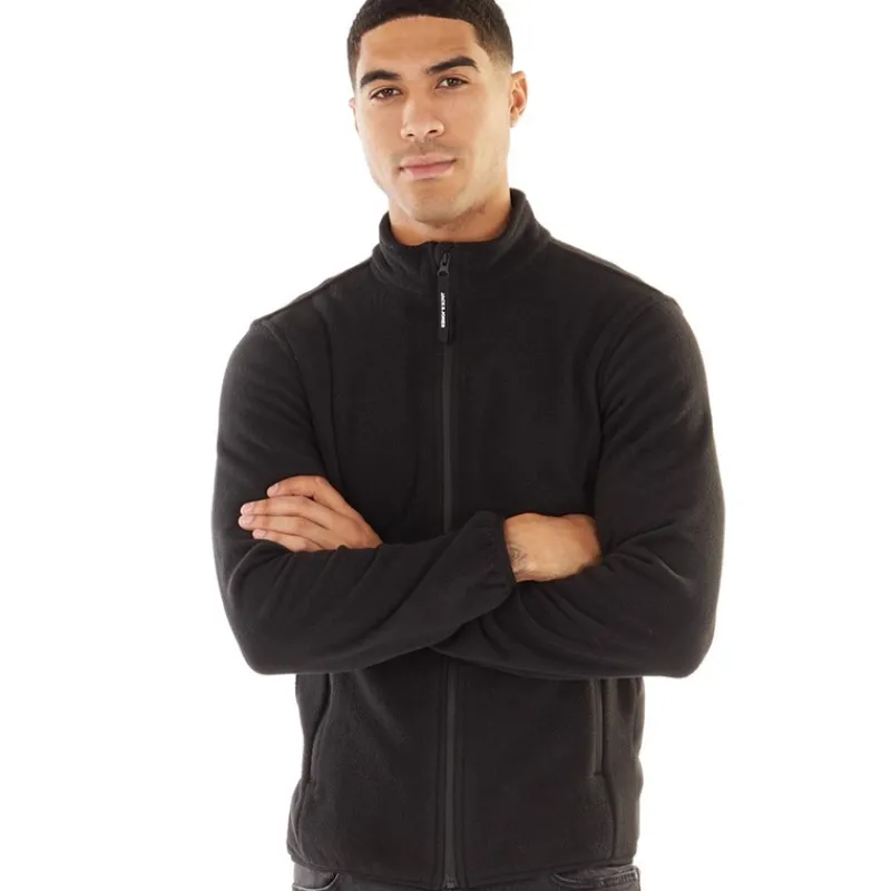 Sale JACK & JONES Fleecejakke til Herre med lynlås, sort