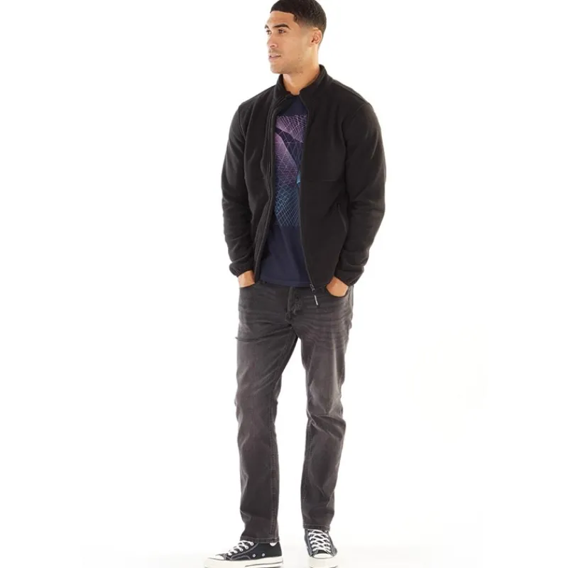 Sale JACK & JONES Fleecejakke til Herre med lynlås, sort