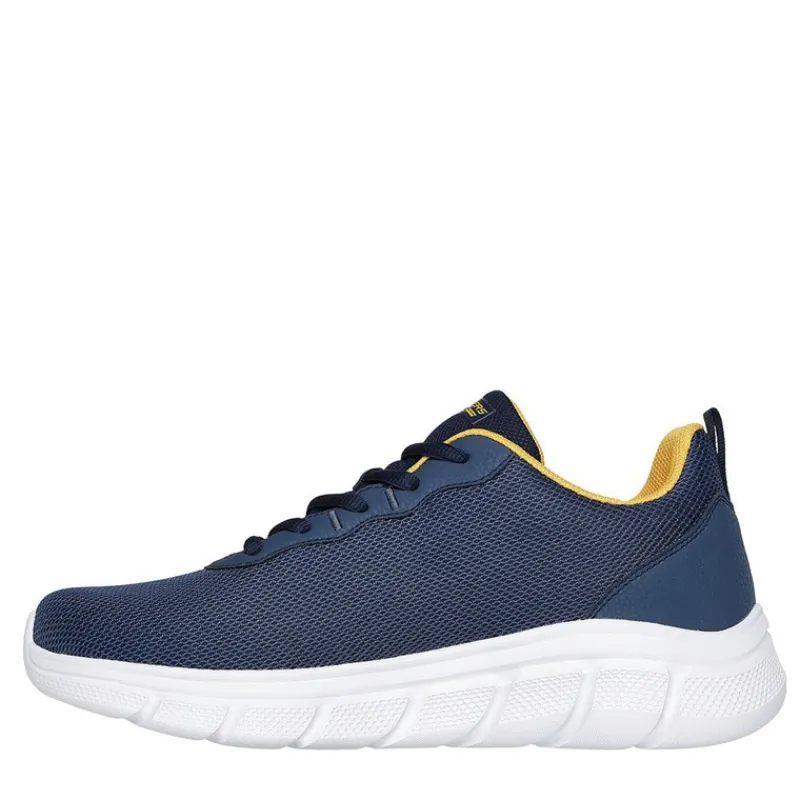 New SKECHERS SPORT Herre Bobs B Flex Icy Edge Sneakers Flade Marineblå