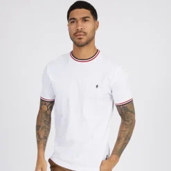 Sale French Connection Herre 3 Farver Ringer T-Shirt Hvid