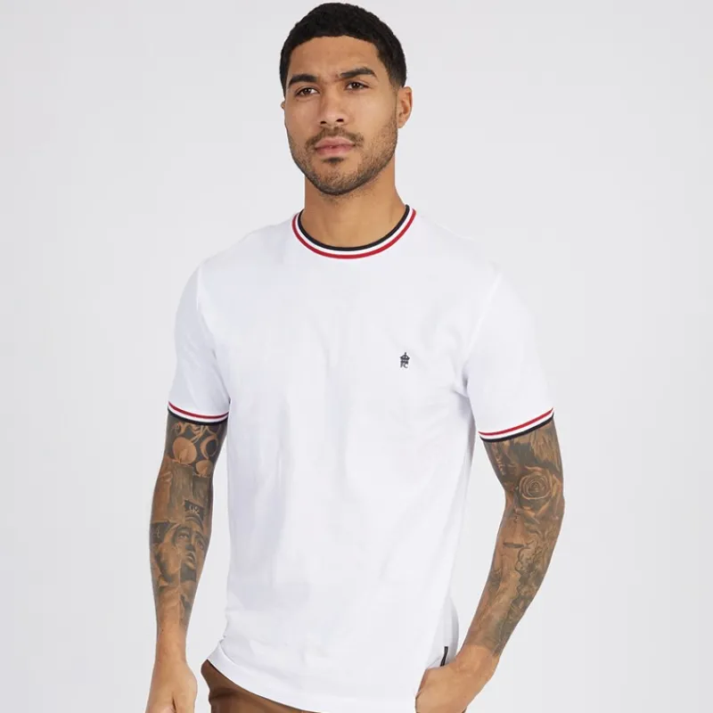 Sale French Connection Herre 3 Farver Ringer T-Shirt Hvid