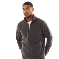 Discount French Connection Herre 1/2 lynlås mikro fleece antracit melange