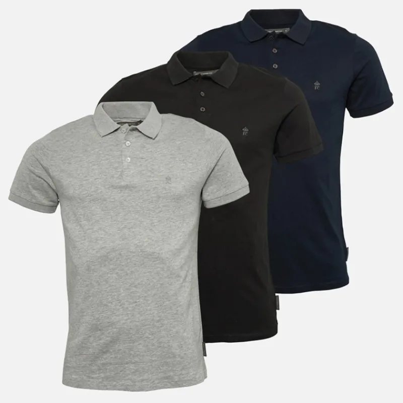 Sale French Connection Herre 3 pak jersey polo skjorter Multi 1 Flerfarvet