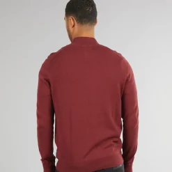 New Ben Sherman Herre 1/​4 Zip Funnel Neck Jumper Vin Vinrød