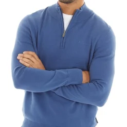Sale Ben Sherman Herre 1/​4 Zip Funnel Neck Trøje Riviera Blå Blå
