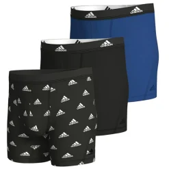 New adidas Herre Active Flex Bomuld Tre Pak Boksershorts /​Blå Sort