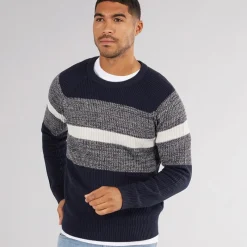 New PRODUKT Herre Adam Block Crew Neck Jumper Navy Blazer