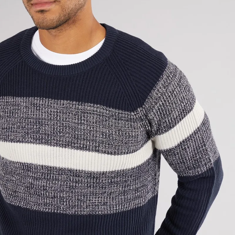 New PRODUKT Herre Adam Block Crew Neck Jumper Navy Blazer
