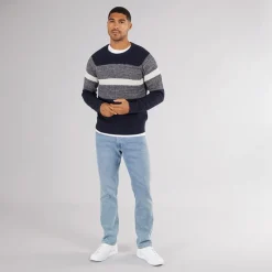 New PRODUKT Herre Adam Block Crew Neck Jumper Navy Blazer
