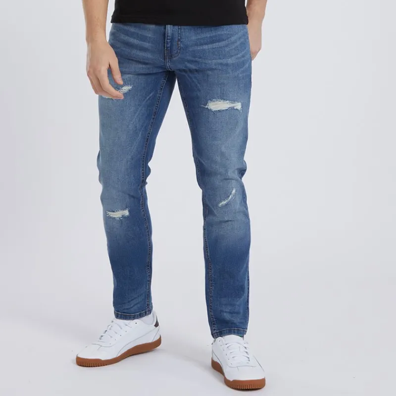 Hot Bench Herre Afslappede Tapede Jeans Lyseblå Klar blå