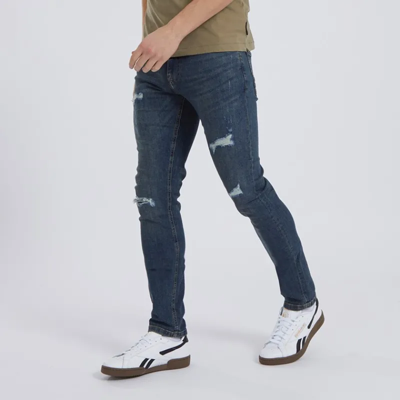 Online Bench Herre Afspændte Koniske Jeans Vintage Blå Mørkeblå
