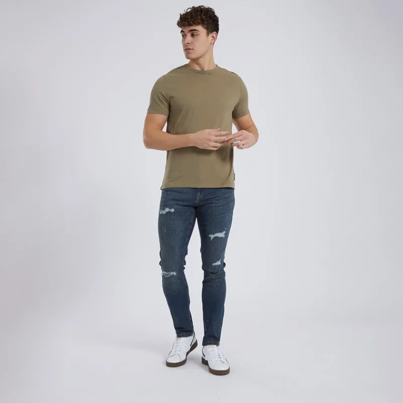 Online Bench Herre Afspændte Koniske Jeans Vintage Blå Mørkeblå