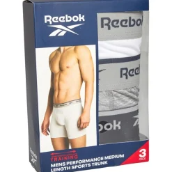 Clearance Reebok Herre Ainslie Performance Tre Pak Medium Trunks Sort/​Grå Melange/​Hvid Flerfarvet