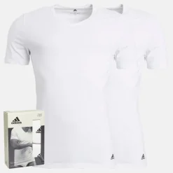 Hot adidas Herre Aktiv Flex Bomuld To Pak V-Hals T-Shirts Hvid