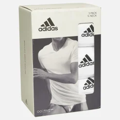 Discount adidas Herre Aktiv Kerne Bomuld Tre Pak V-Hals T-shirts Hvid