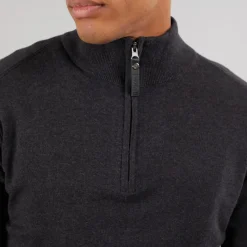 Clearance Indicode Herre Ancona Jumper Charcoal Mix Charcoal-grå