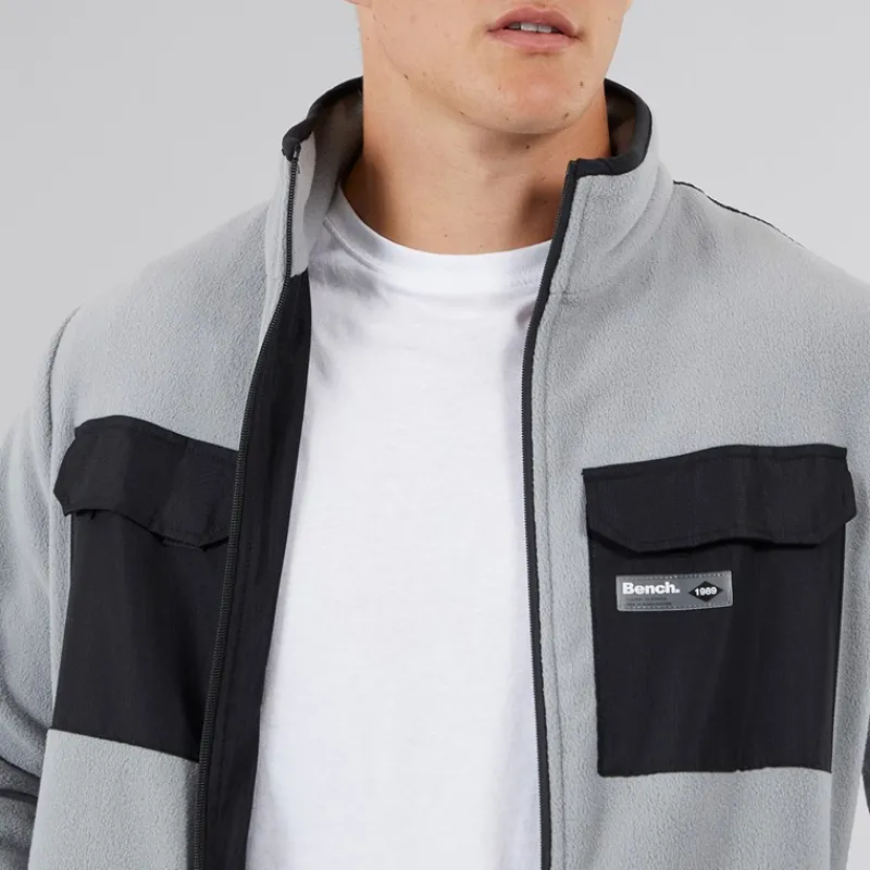 New Bench Herre Anders Funnel Neck Fleece Circular Grå