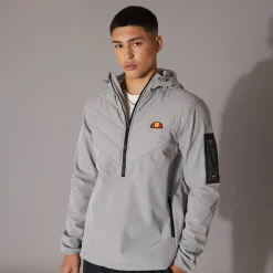 Best Ellesse Herre Angiolo Hybrid Halv Lynlås Jakke Lys Grå Grå
