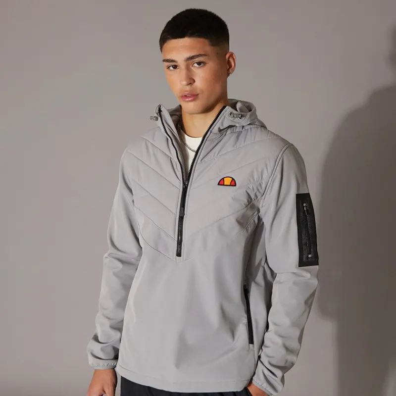 Best Ellesse Herre Angiolo Hybrid Halv Lynlås Jakke Lys Grå Grå