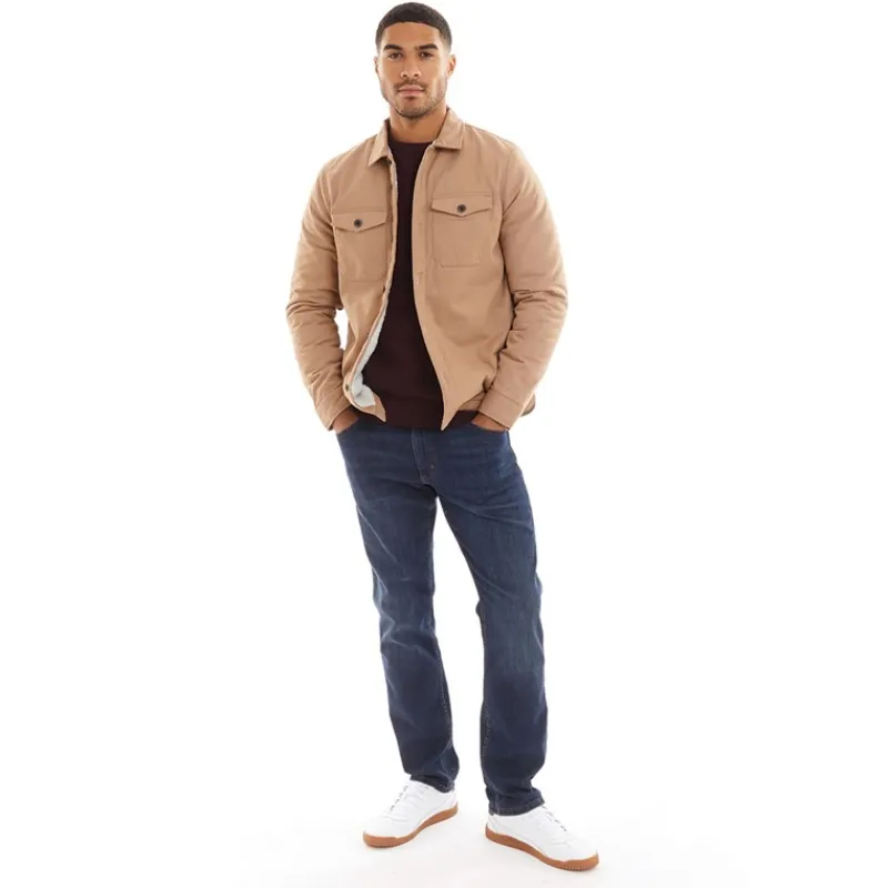 Clearance French Connection Herre Arbejdsjakke Borg Kamel Brun