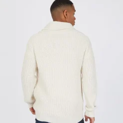 Brave Soul Herre Arkram Knittet Cardigan med Knapper Havregryn beige