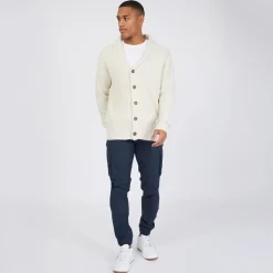 Brave Soul Herre Arkram Knittet Cardigan med Knapper Havregryn beige