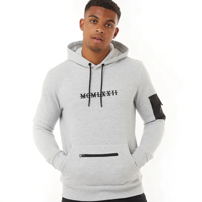 Clearance Brave Soul Herre Array Hoodie Lysegrå Melange Lysegrå Mergel