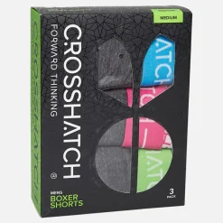 Clearance Crosshatch Herre Astral Tre Pak Boxer Shorts Charcoal Marl Koks-mergel