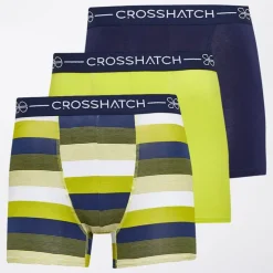 Outlet Crosshatch Herre Avocet Tre Pak Boxer Shorts Gul