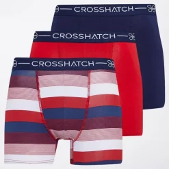 Outlet Crosshatch Herre Avocet Tre Pak Boxer Shorts Rød Rød