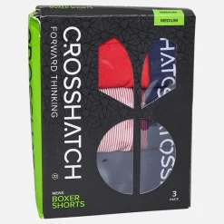 Outlet Crosshatch Herre Avocet Tre Pak Boxer Shorts Rød Rød