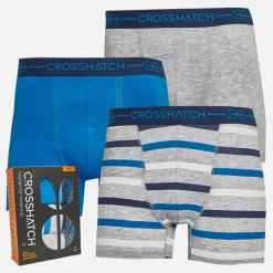 Sale Crosshatch Herre Avocet Tre Pak Underbukser Blå