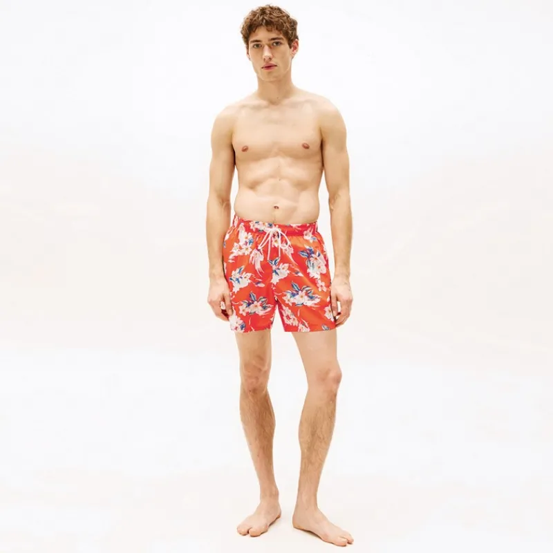Tommy Hilfiger Herre Badeshorts Tropisk Blomsterprint Strålende Orange