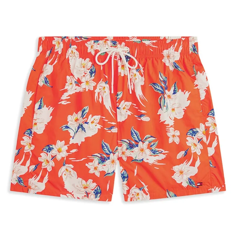Tommy Hilfiger Herre Badeshorts Tropisk Blomsterprint Strålende Orange