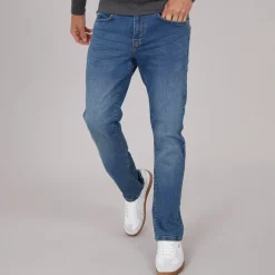 Best Crosshatch Herre Bandol Jeans Med Lige Ben Blå Blå