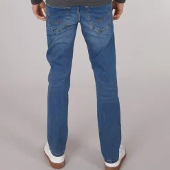 Best Crosshatch Herre Bandol Jeans Med Lige Ben Blå Blå