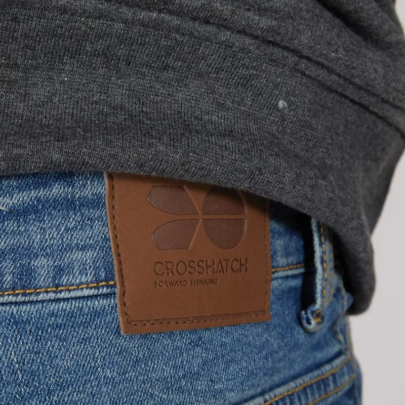 Best Crosshatch Herre Bandol Jeans Med Lige Ben Blå Blå