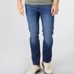 Crosshatch Herre Bandol Straight Fit Jeans Mørk Vask Mørkeblå