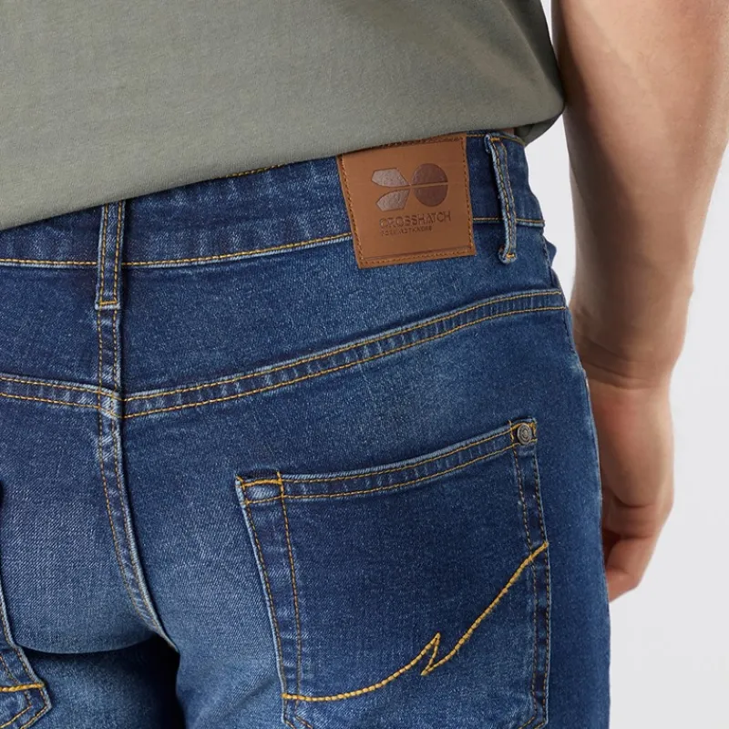 Crosshatch Herre Bandol Straight Fit Jeans Mørk Vask Mørkeblå