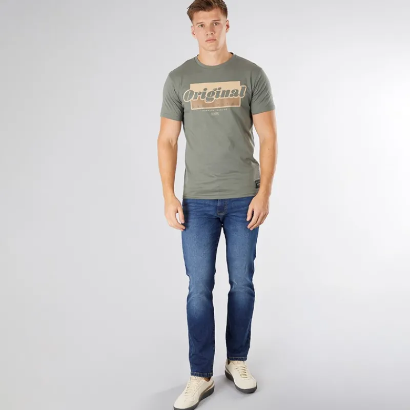 Crosshatch Herre Bandol Straight Fit Jeans Mørk Vask Mørkeblå
