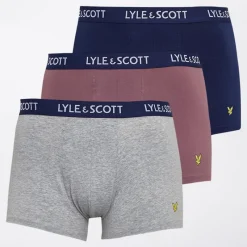 Best Lyle And Scott Vintage Herre Barclay Tre Pak Underbukser Flint/Grå Melange/Marineblå