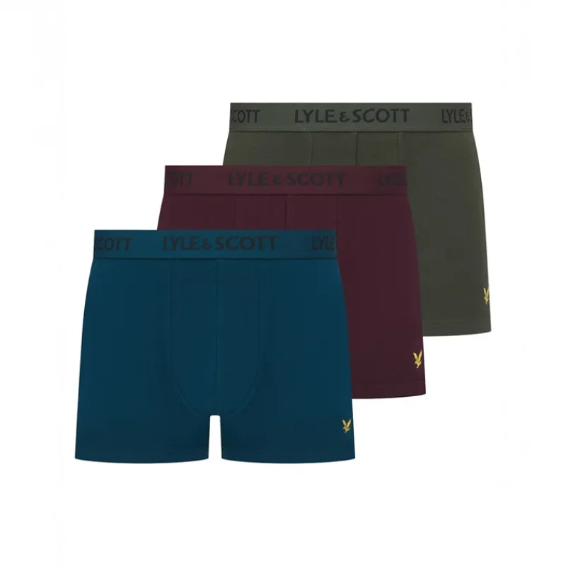 Sale Lyle And Scott Vintage Herre Barclay Tre Pak Underbukser Klatre Efeu / Matros Blå / Vinsmagning