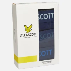 Clearance Lyle And Scott Vintage Herre Barclay Tre Pakke Boxer Trunks Peacoat Marineblå