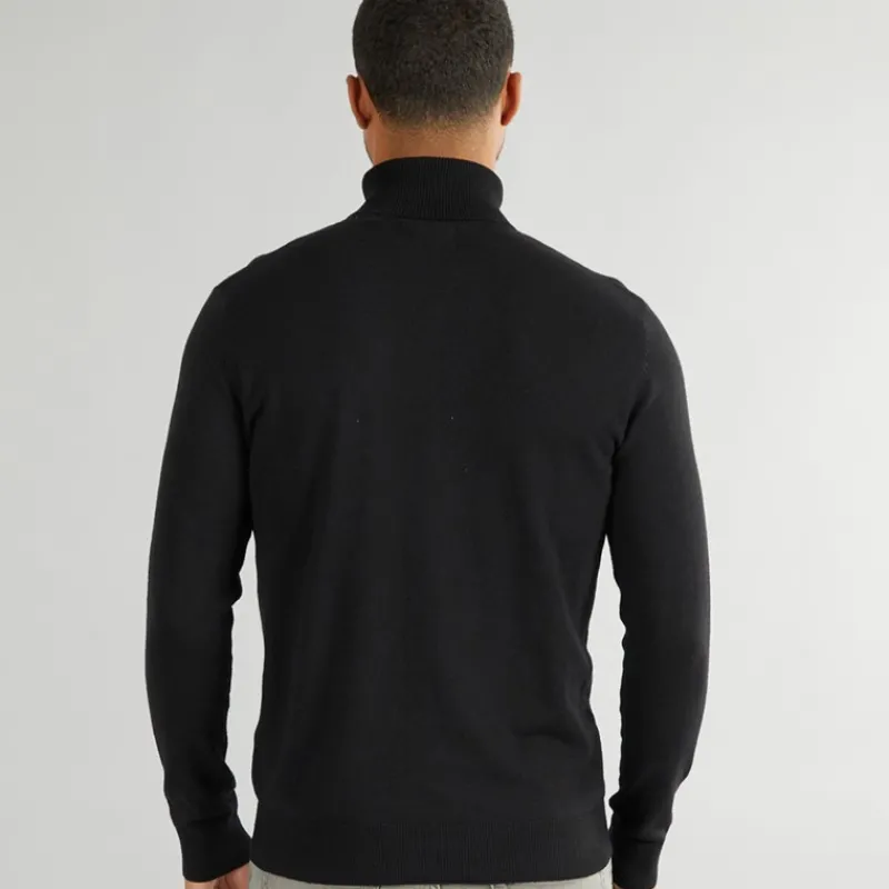 Hot PRODUKT Herre Basis Strik Rullekrave Jumper Sort