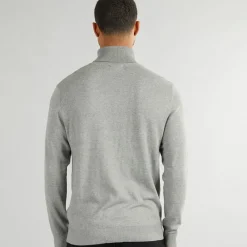 Discount PRODUKT Herre Basis Strik Rullekrave Jumper Lysegrå Mel Lysegrå Mergel