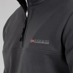 New Napapijri Herre Bastien 1/2 Lynlås Sweatshirt Dark Grey Solid