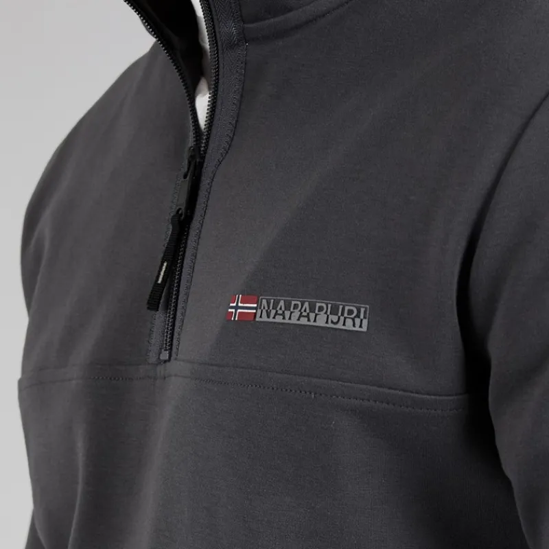 New Napapijri Herre Bastien 1/2 Lynlås Sweatshirt Dark Grey Solid