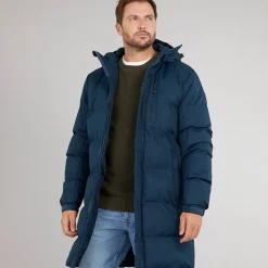 Clearance Trespass Herre Belvoir Vandtæt Foret Lang Jakke Navy Marineblå
