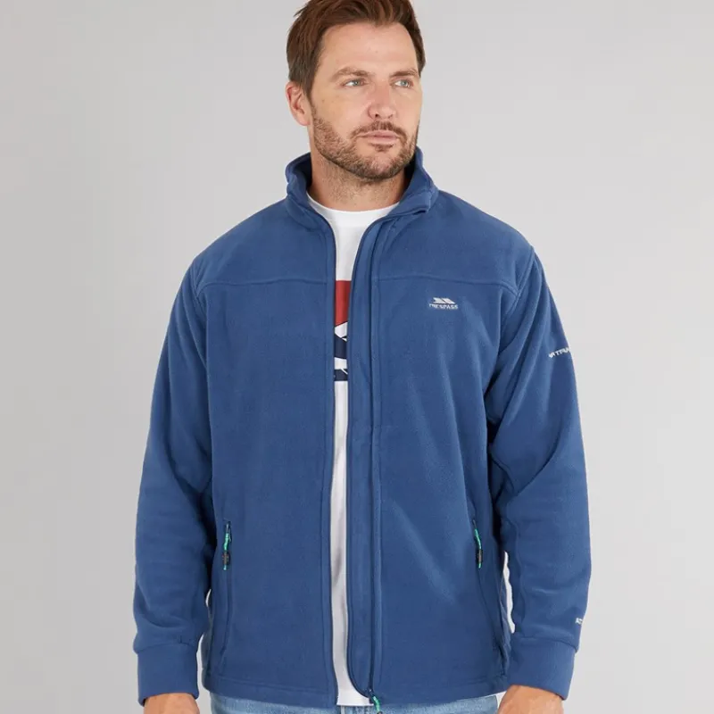 Clearance Trespass Herre Bernal Full Zip Fleece Jakke Blå Tone Blå