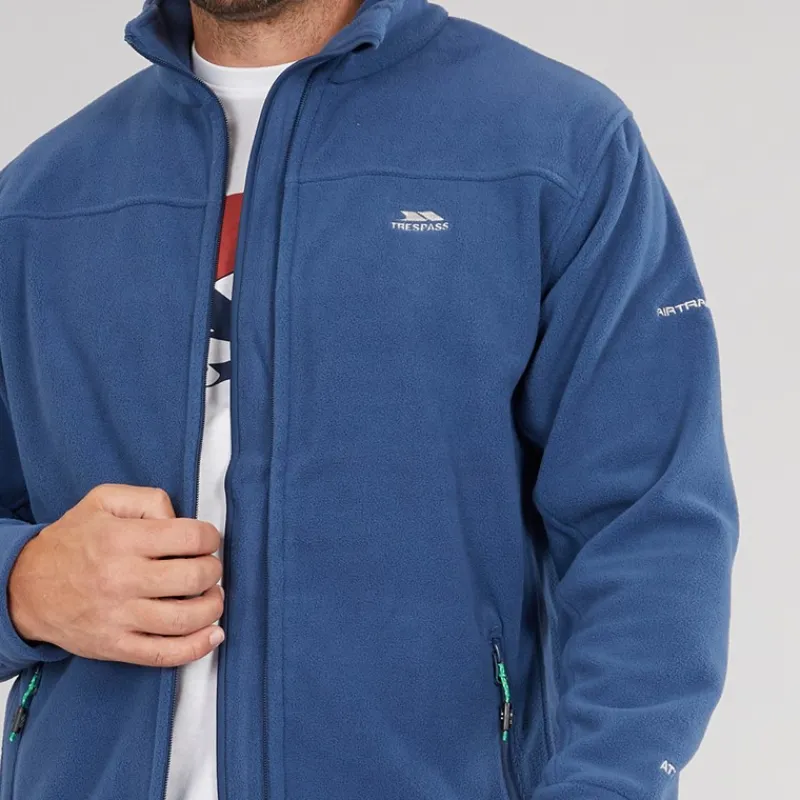Clearance Trespass Herre Bernal Full Zip Fleece Jakke Blå Tone Blå